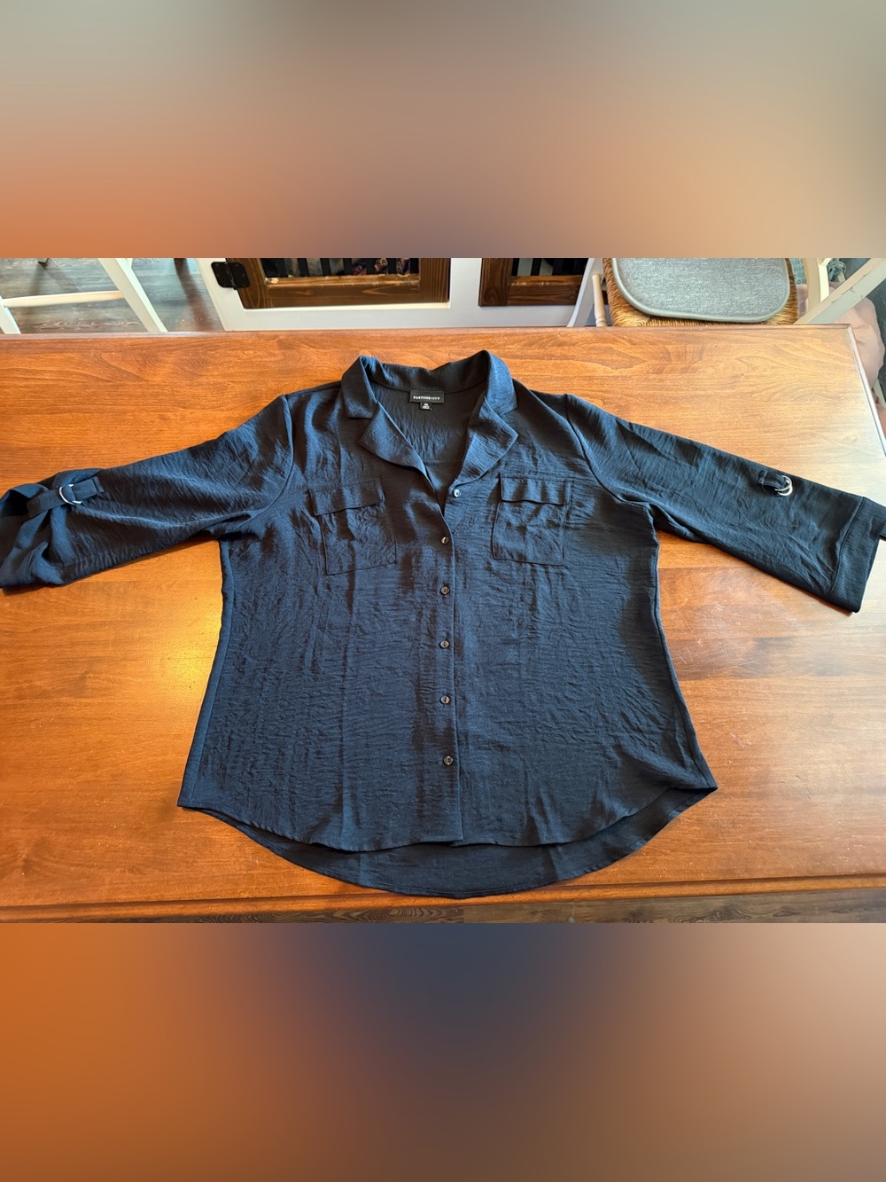 Fortune + Ivy Black Button-Front Blouse - Picture 2 of 9